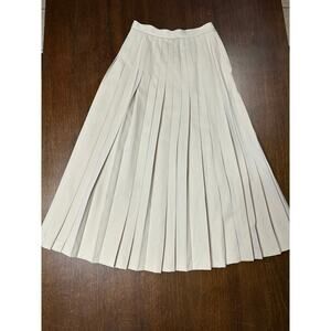 VTG Ellen Tracy Midi Skirt Size 4 Beige Pleated Preppy Academia Office Work Twee